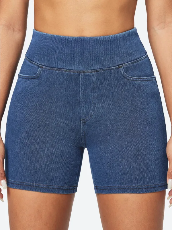 IUGA FlexDenim® Stretchy High Waisted Pull On Jean Shorts With Pockets sold by IUGA