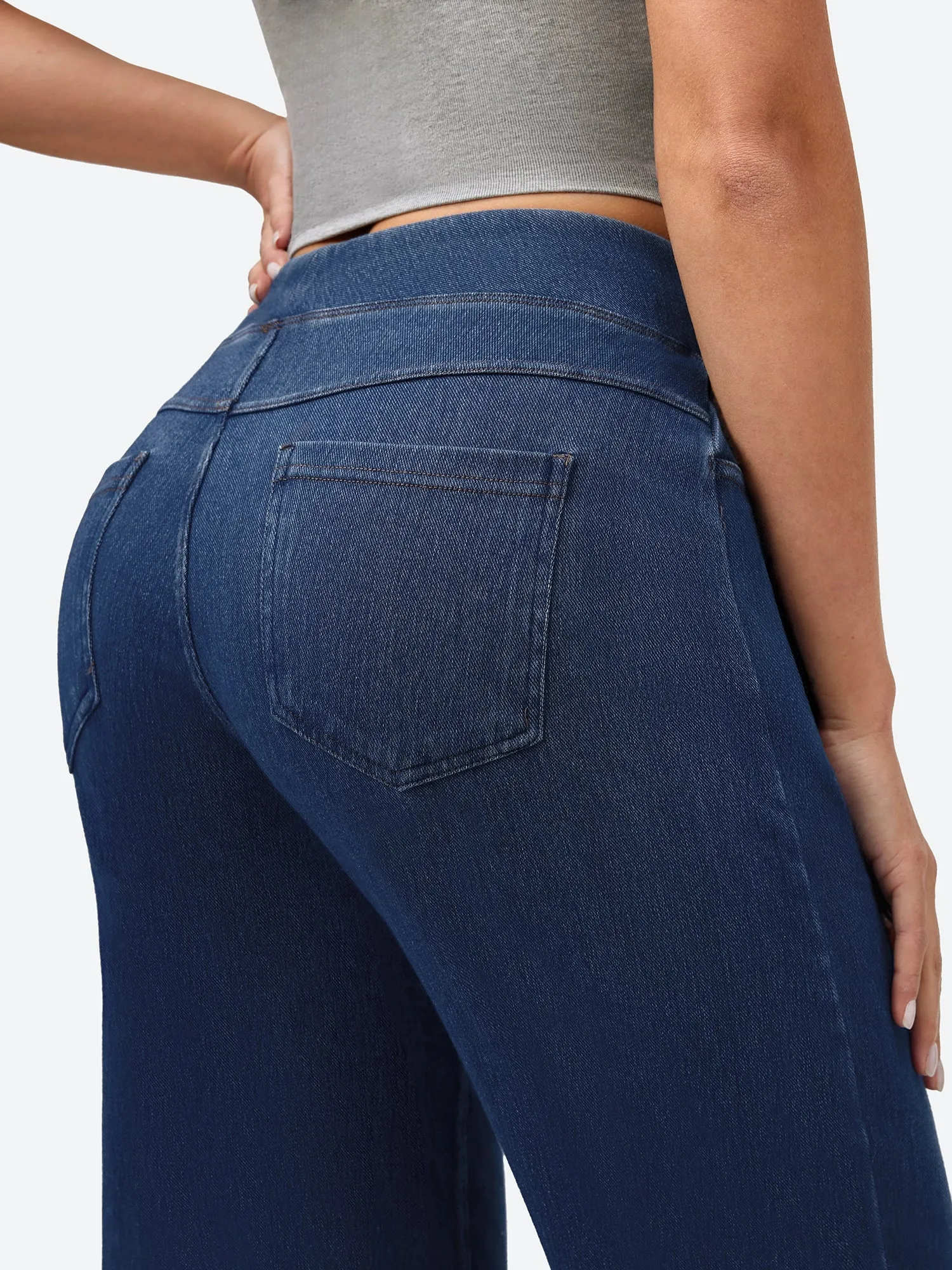 IUGA FlexDenim® High-Waist Pull On Wide-Leg Jeans sold by IUGA product image thumbnail 4