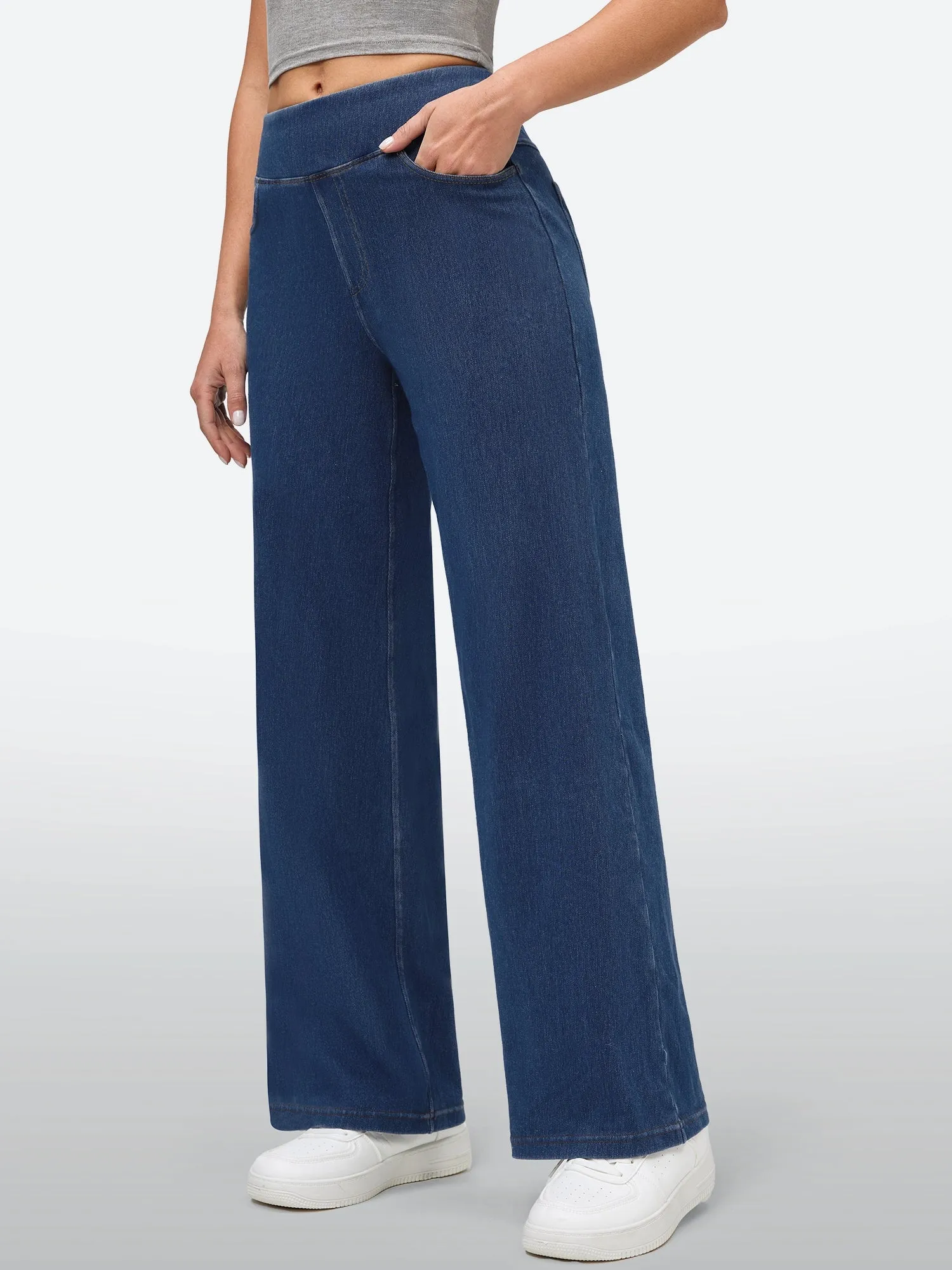 IUGA FlexDenim® High-Waist Pull On Wide-Leg Jeans sold by IUGA product image thumbnail 2