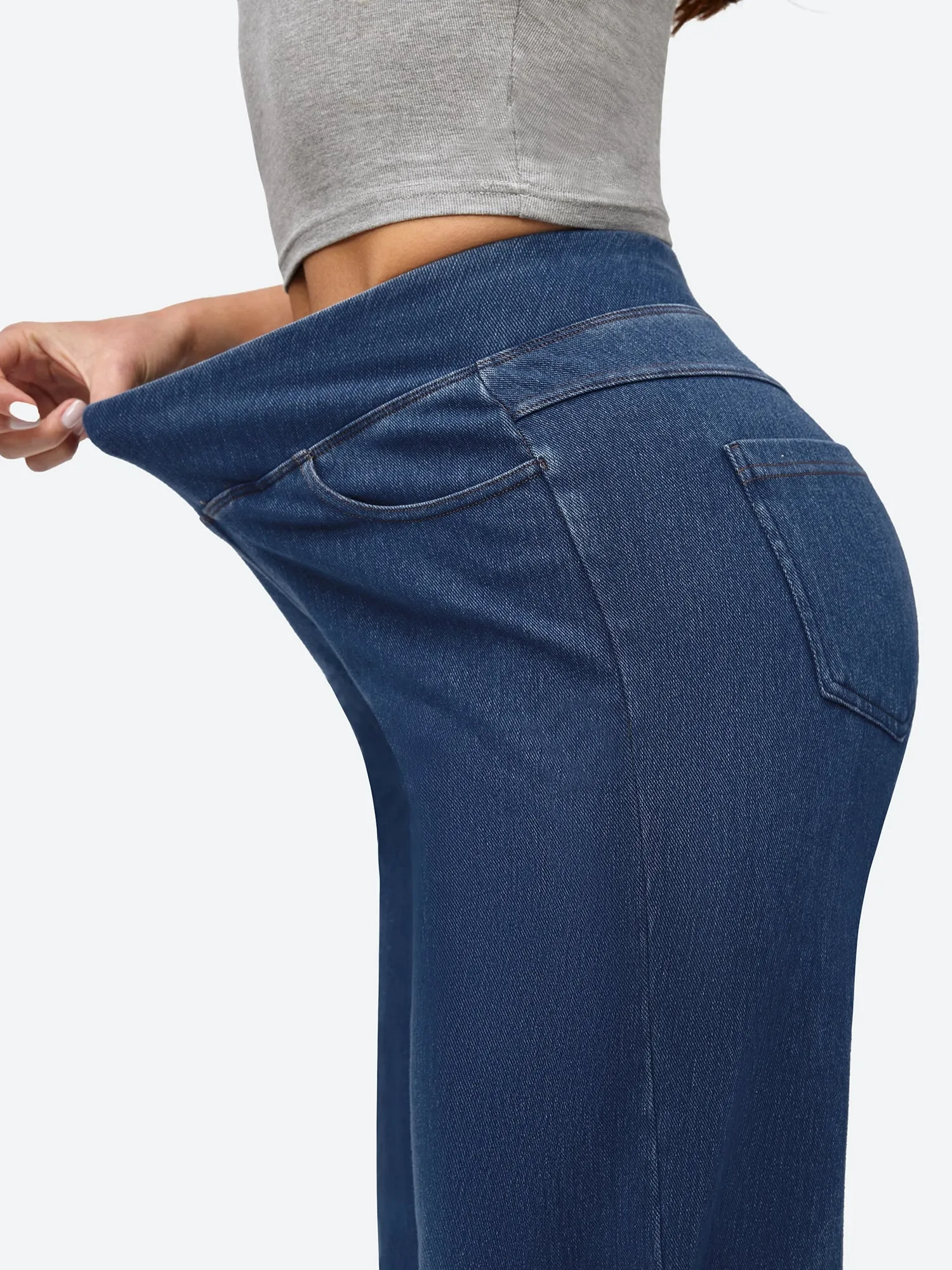 IUGA FlexDenim® High-Waist Pull On Wide-Leg Jeans sold by IUGA product image thumbnail 3