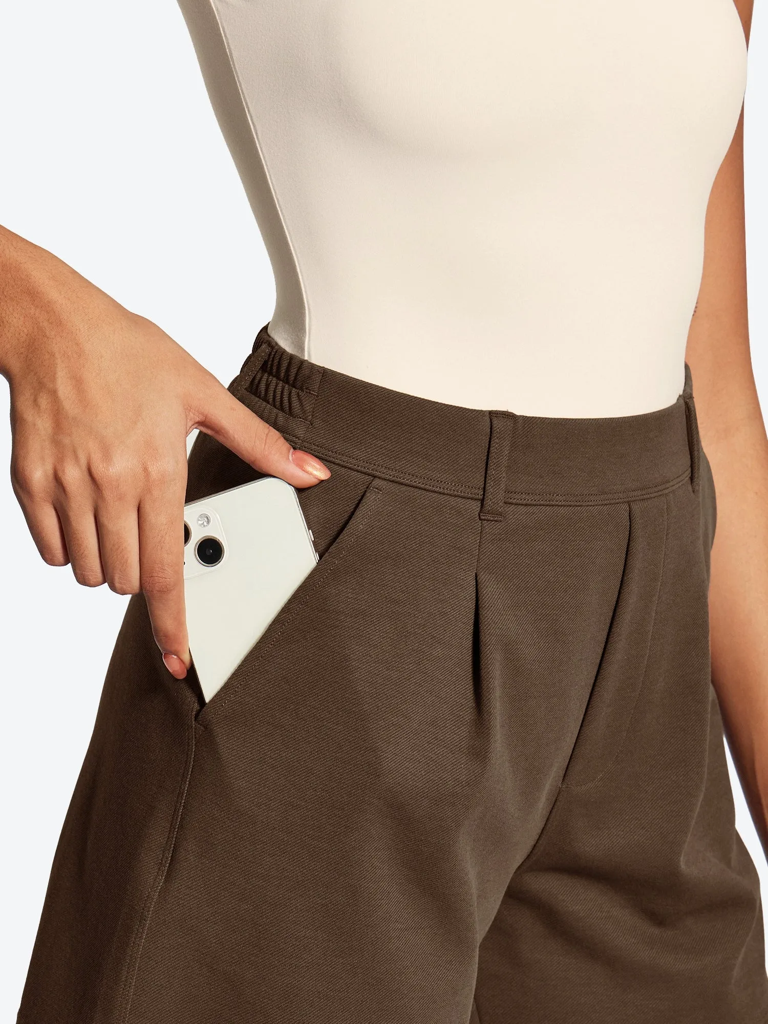 IUGA High Waisted Pleated Wide Leg Shorts sold by IUGA product image thumbnail 2