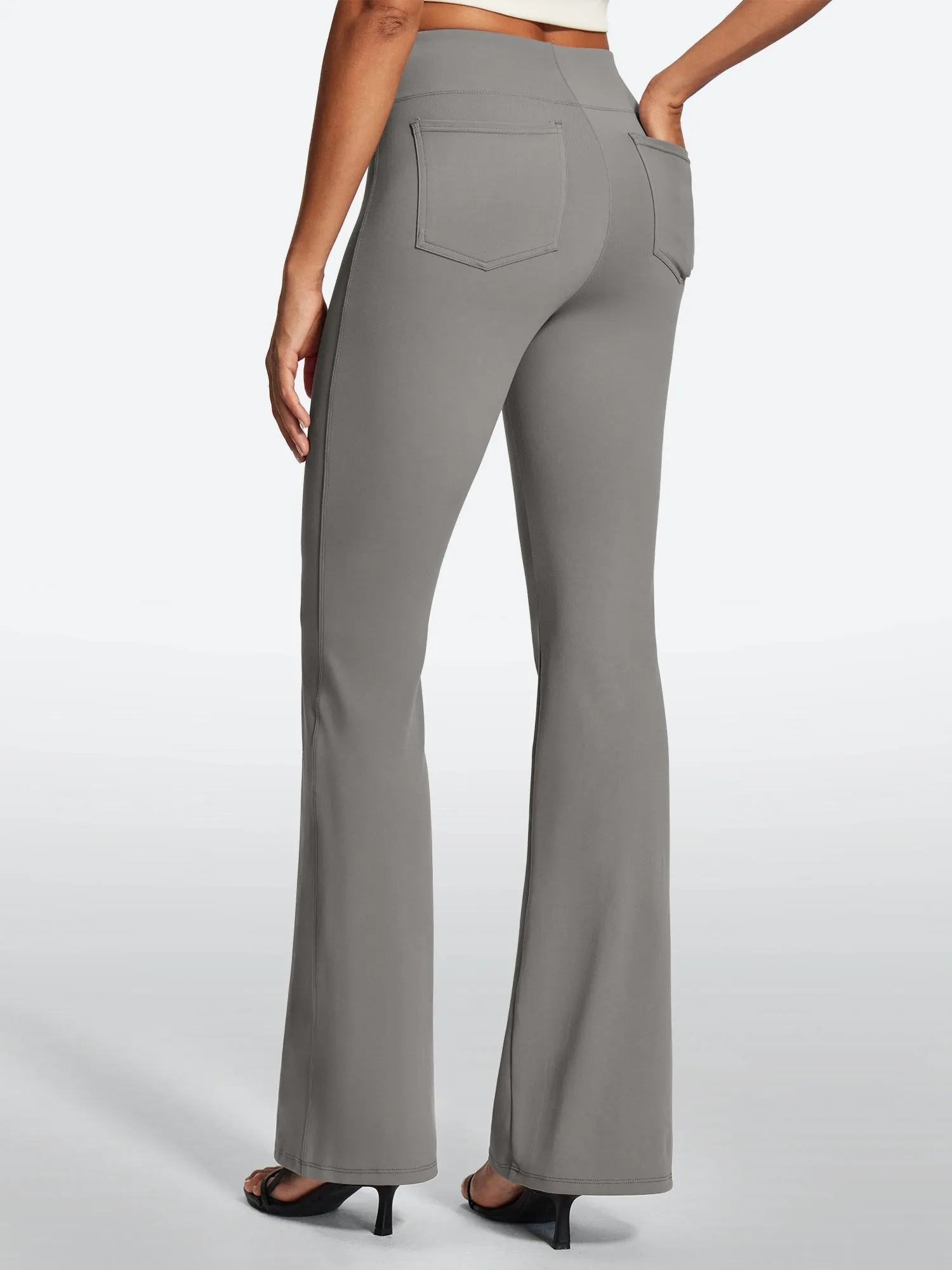 IUGA Stretchy High Waisted Pull On Bootcut Work Pants With Pockets sold by IUGA product image thumbnail 3