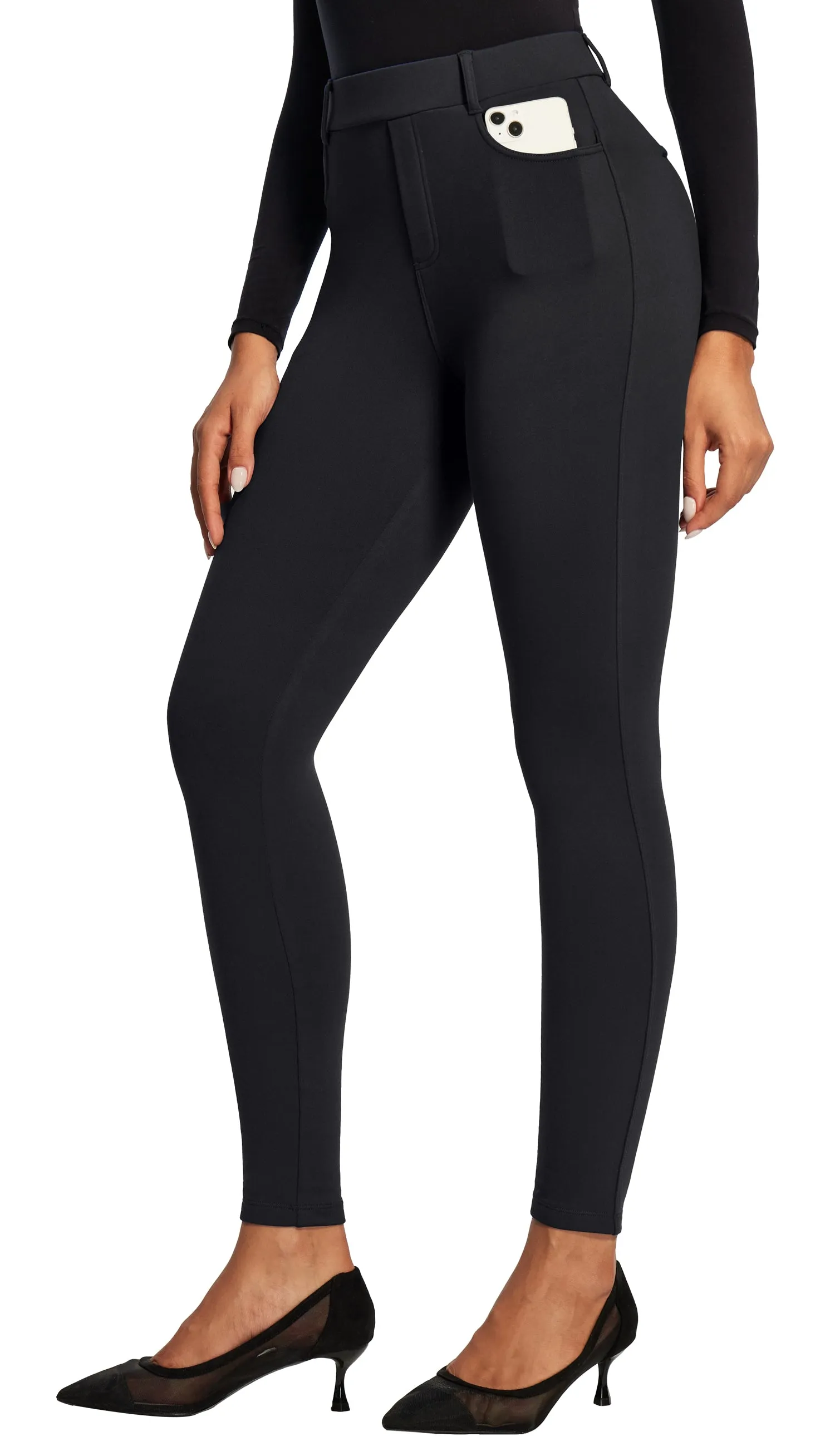 IUGA HeatLab® Fleece Lined Pull On High Waisted Dress Pants With Pockets sold by IUGA product image thumbnail 3