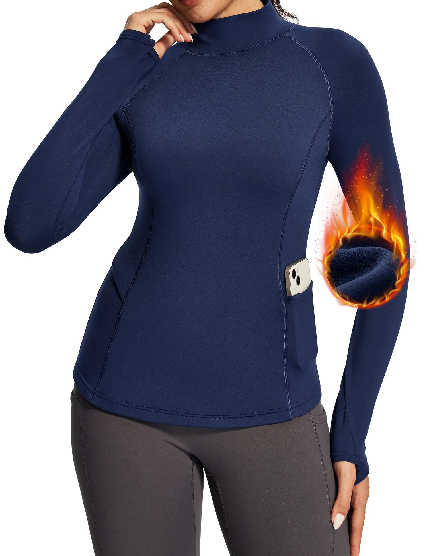IUGA Turtleneck Long Sleeve Fleece Lined Thermal Shirts With Pockets sold by IUGA product image thumbnail 4