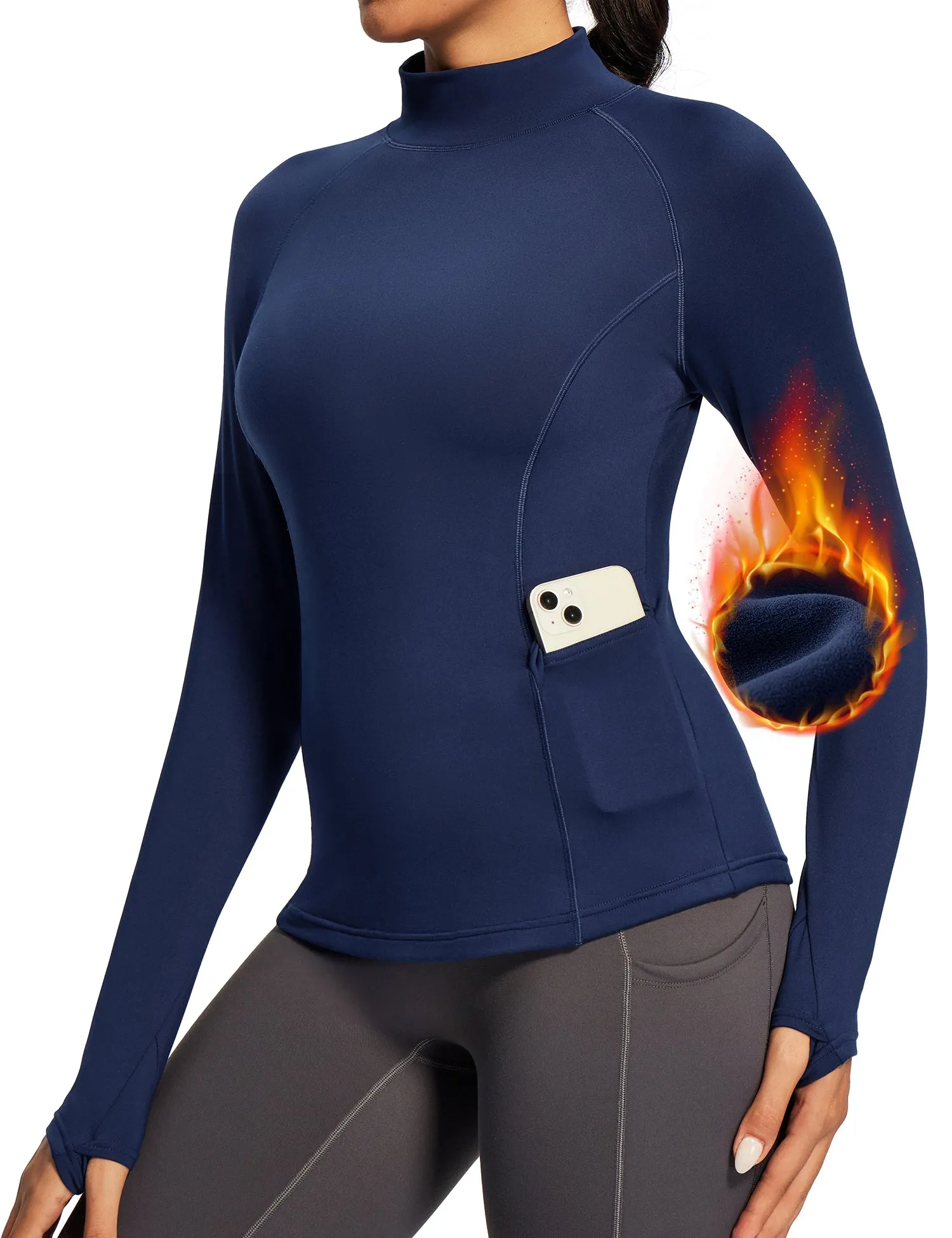 IUGA Turtleneck Long Sleeve Fleece Lined Thermal Shirts With Pockets sold by IUGA product image thumbnail 5