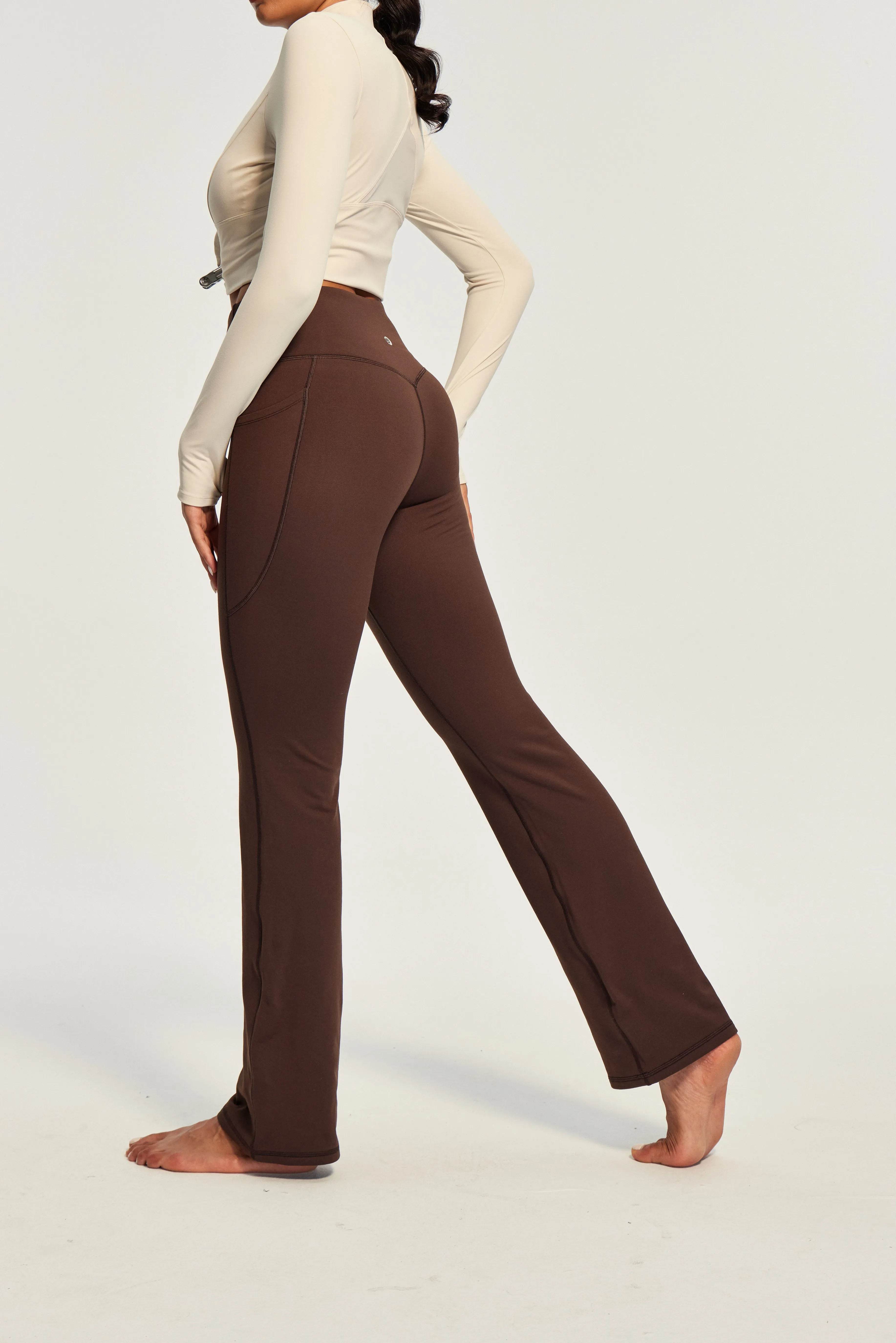 IUGA HeatLab® Sandwich Waistband No Front Seam Fleece Lined Bootcut Yoga Pants With Pockets sold by IUGA product image thumbnail 3