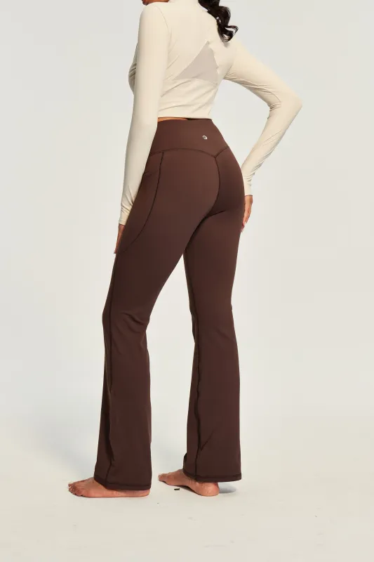 IUGA HeatLab® Sandwich Waistband No Front Seam Fleece Lined Bootcut Yoga Pants With Pockets sold by IUGA