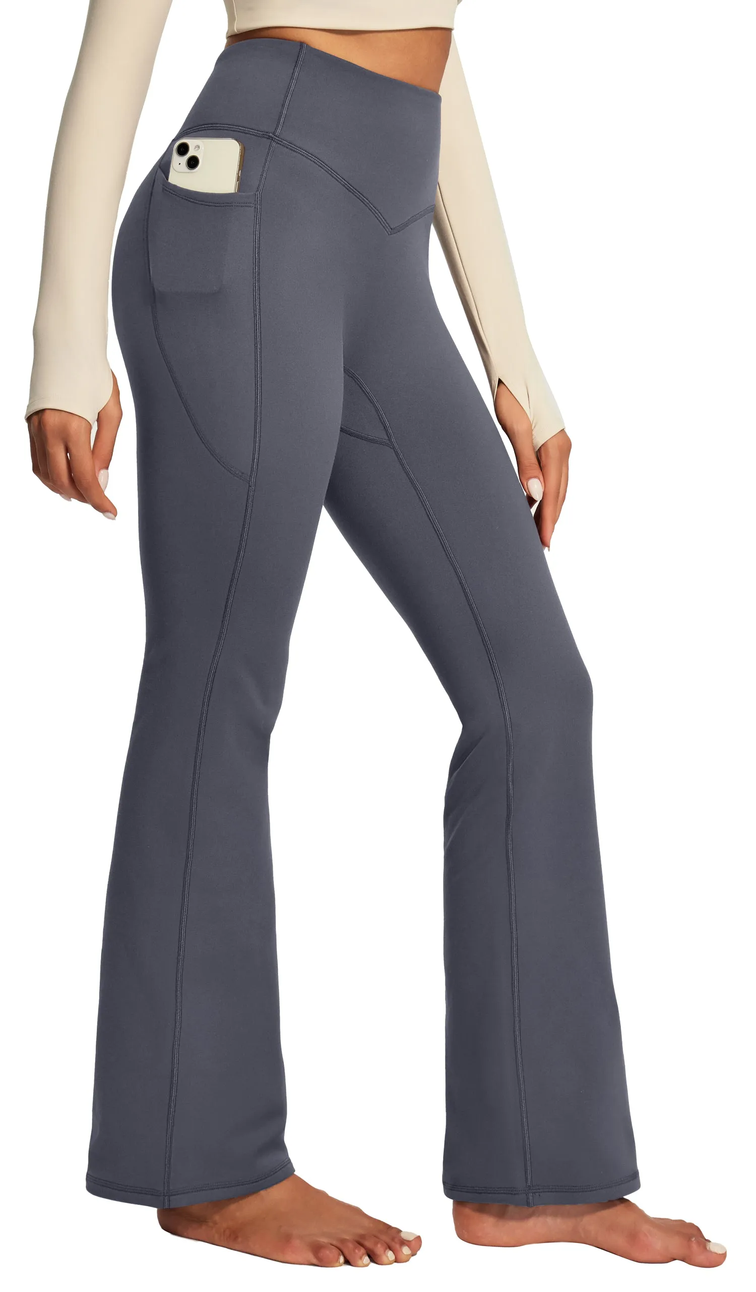 IUGA HeatLab® Sandwich Waistband No Front Seam Fleece Lined Bootcut Yoga Pants With Pockets sold by IUGA product image thumbnail 5