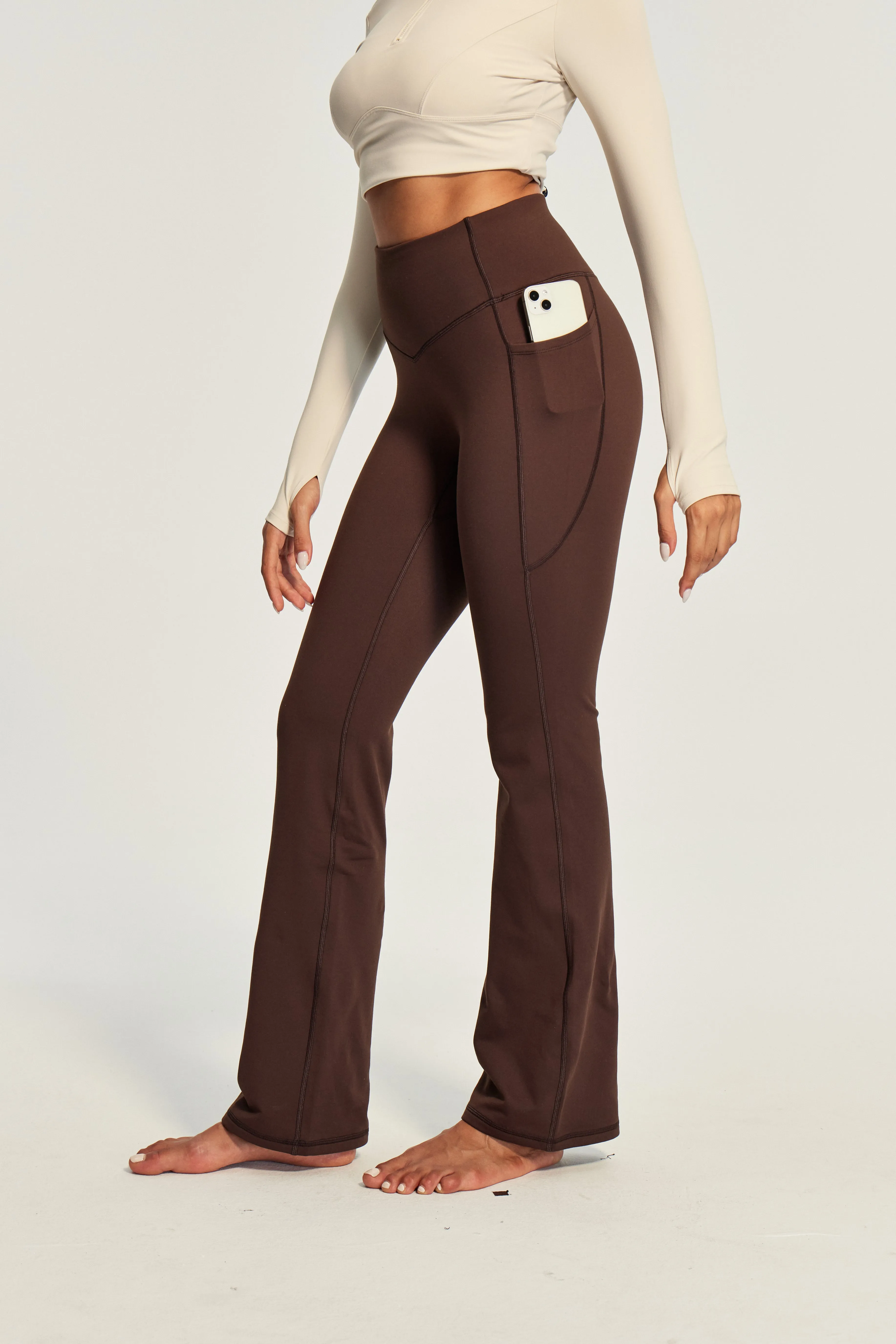 IUGA HeatLab® Sandwich Waistband No Front Seam Fleece Lined Bootcut Yoga Pants With Pockets sold by IUGA product image thumbnail 4