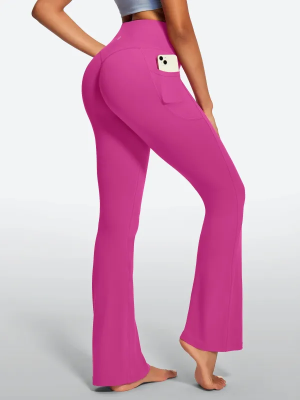 IUGA Sandwich No Front Seam Hidden Scrunch Butt Mini Flared Yoga Pants With Pockets sold by IUGA