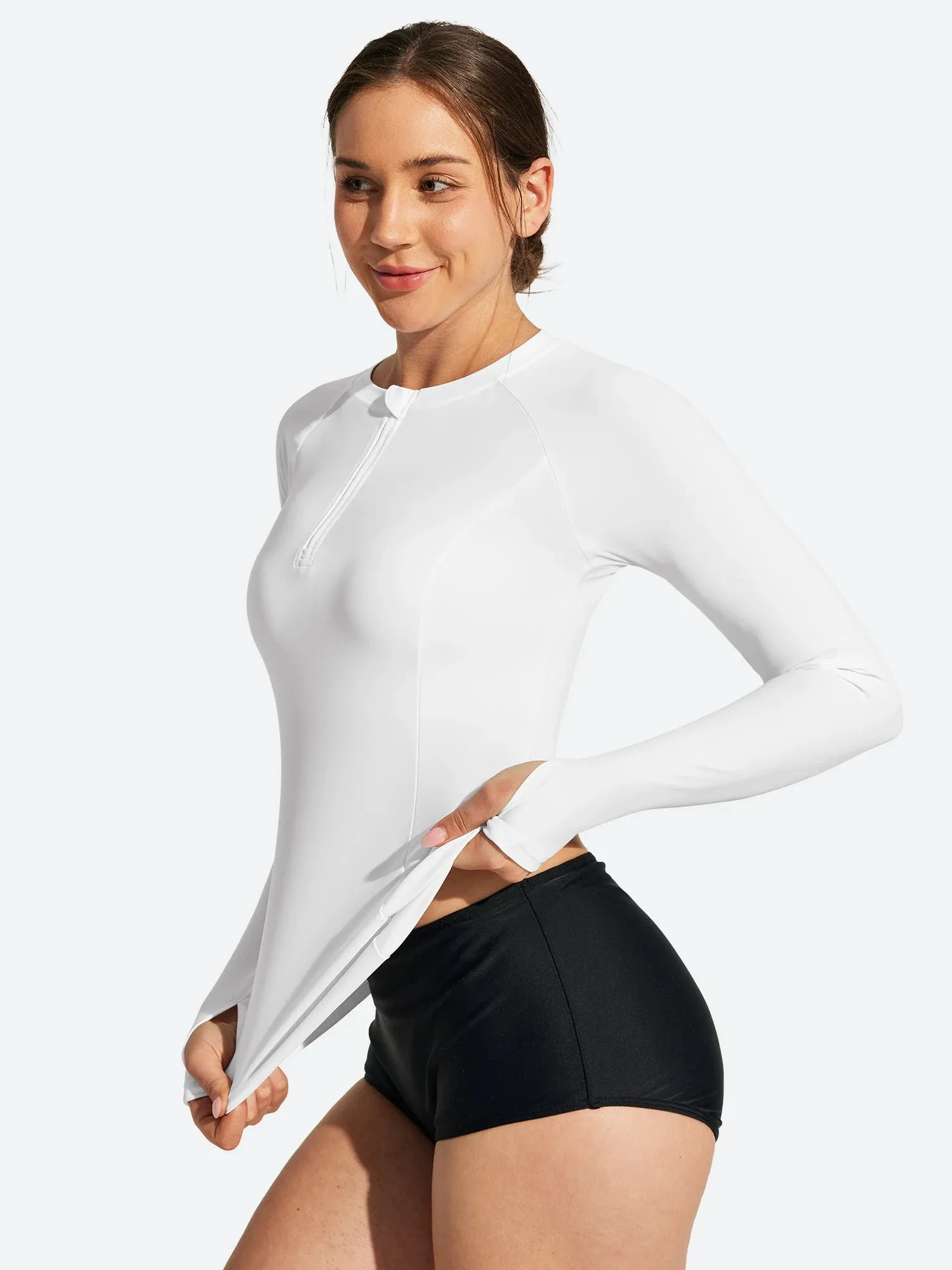 IUGA UPF 50+ Long Sleeve Quick-Dry Rash Guard Swimsuit With Half Zip & Thumbholes sold by IUGA product image thumbnail 5