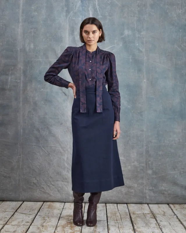 Eveline - Dark Navy Drill Skirt sold by Mondo Corsini