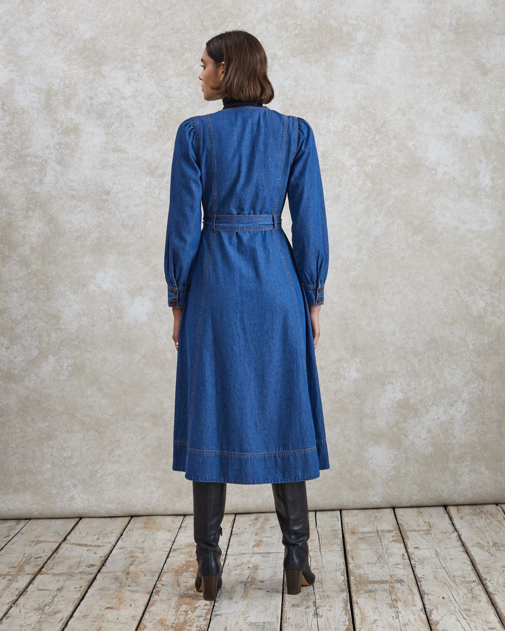 Alice- Mid-Blue Denim Dress sold by Mondo Corsini product image thumbnail 4