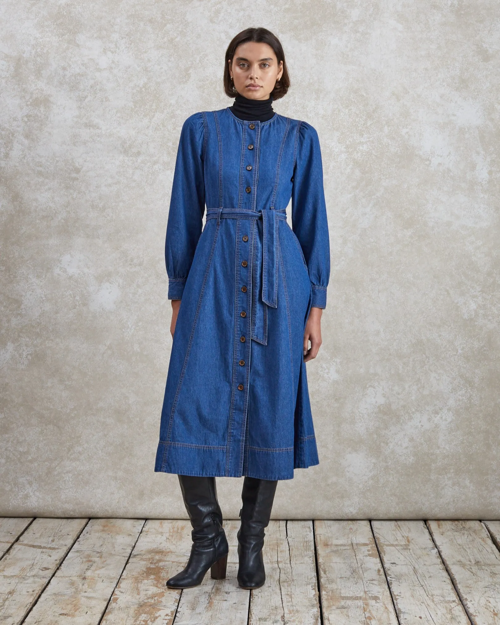 Alice- Mid-Blue Denim Dress sold by Mondo Corsini