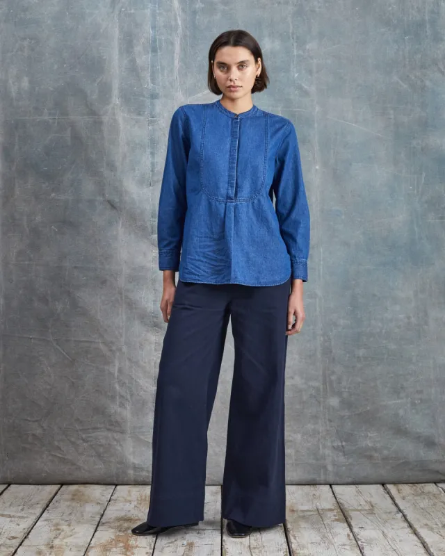 Tuxedo Shirt - Mid-Blue Denim sold by Mondo Corsini