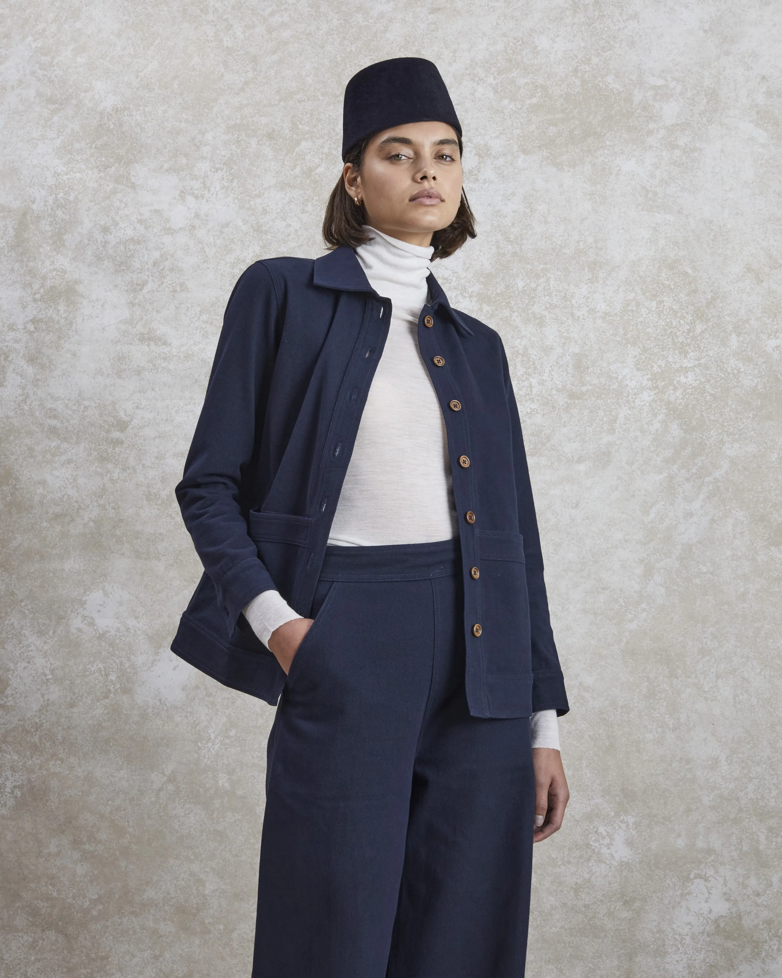 Greta - Dark Navy Drill Trousers sold by Mondo Corsini product image thumbnail 3