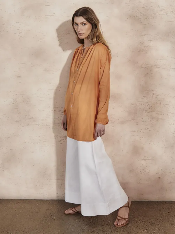 GIGI - Tangerine Cotton Blouse sold by Mondo Corsini