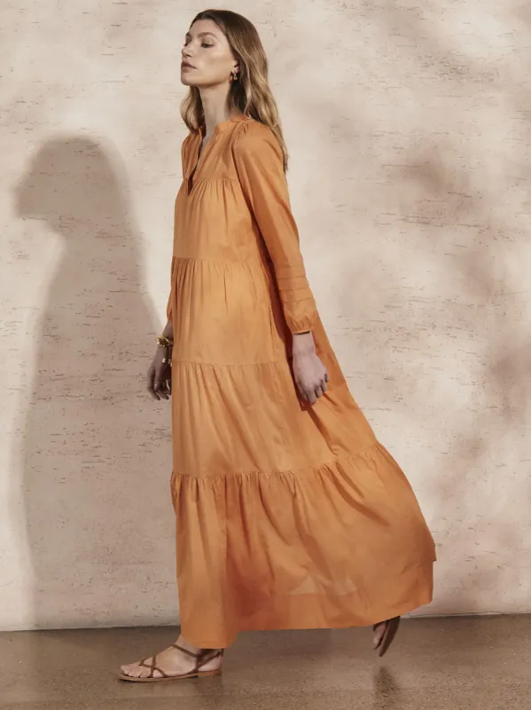 EMILIE  - Tangerine Cotton Dress sold by Mondo Corsini
