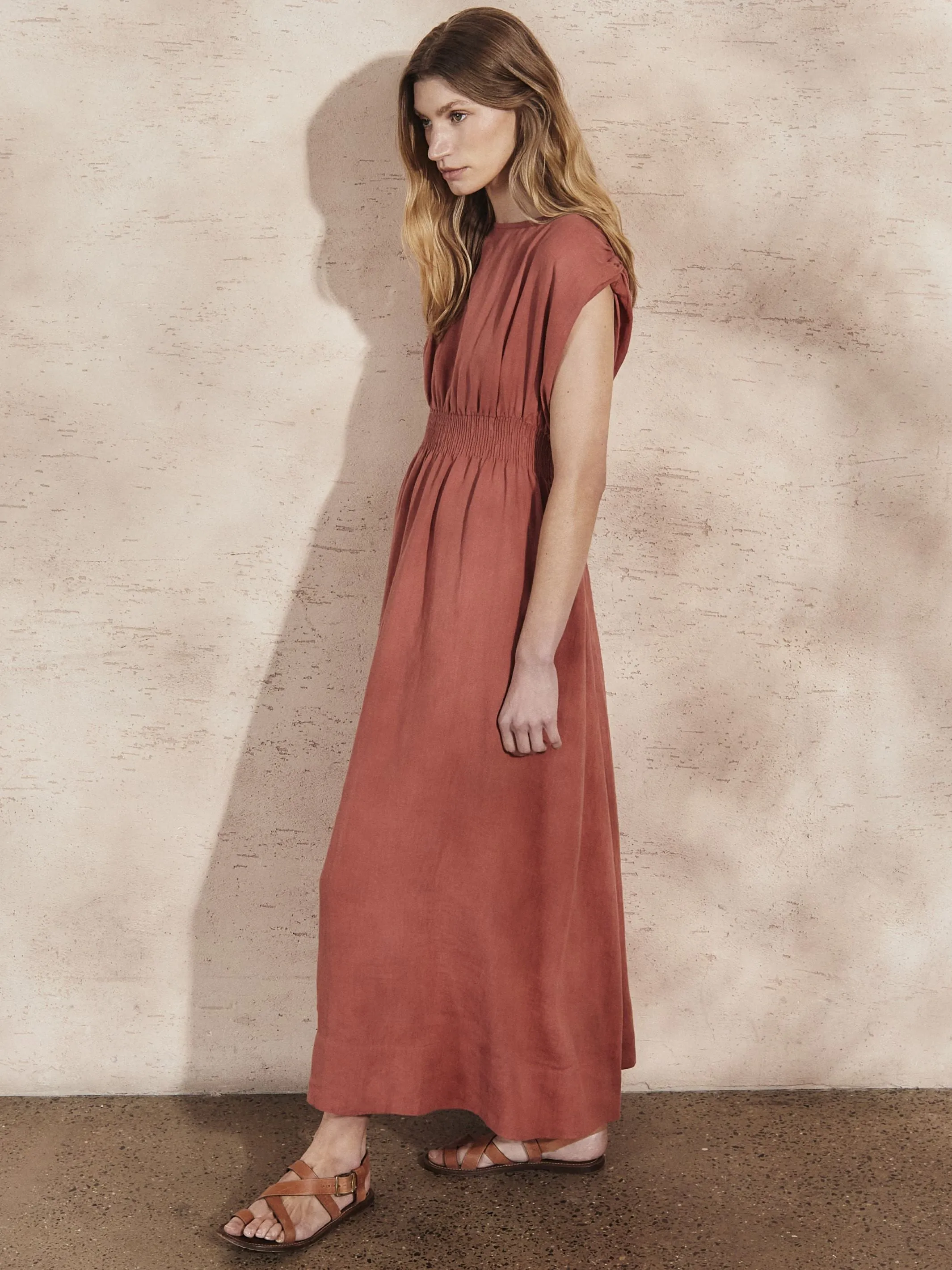 SOFIA - Brick Linen Dress sold by Mondo Corsini product image thumbnail 2