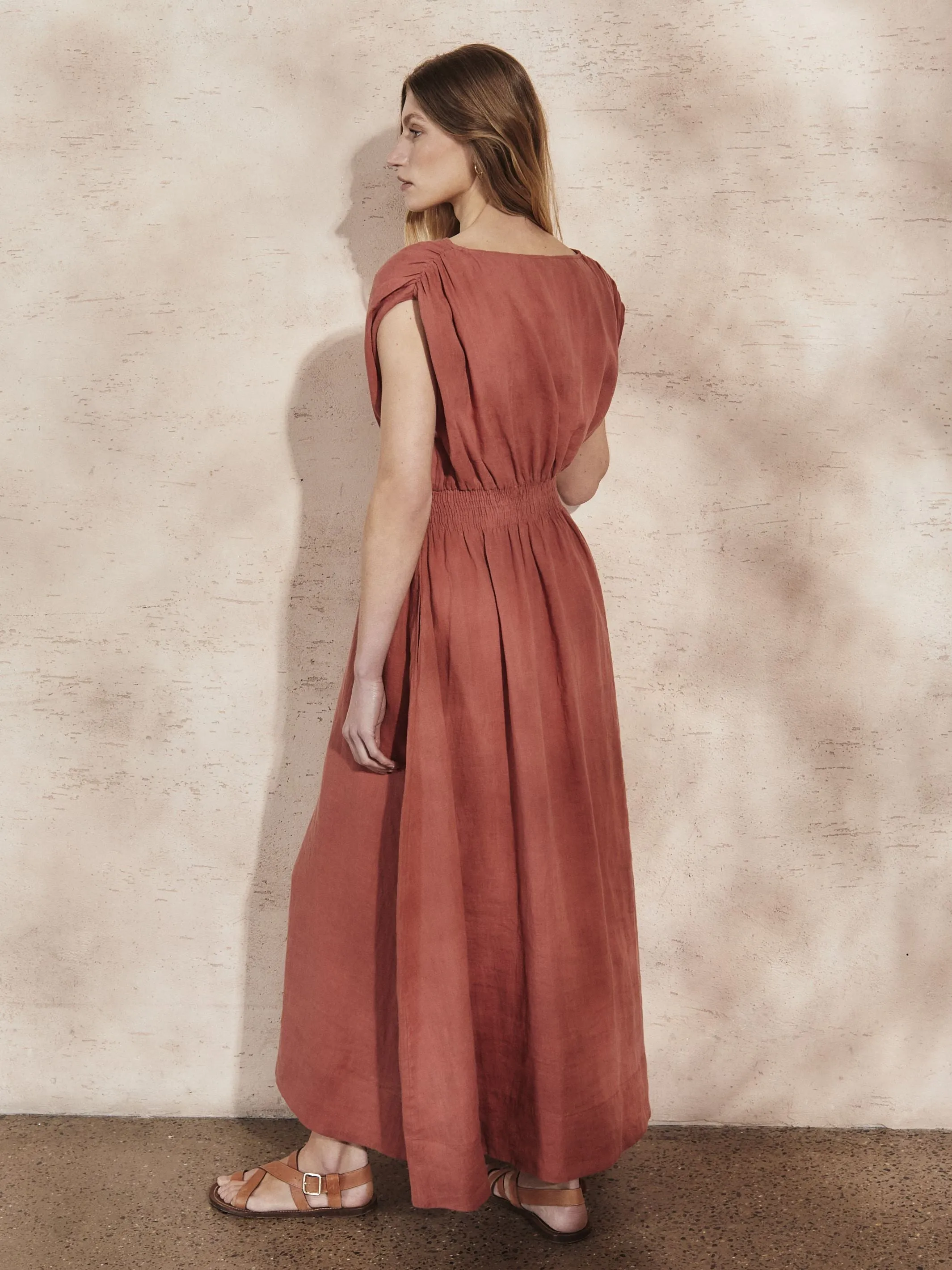 SOFIA - Brick Linen Dress sold by Mondo Corsini product image thumbnail 5