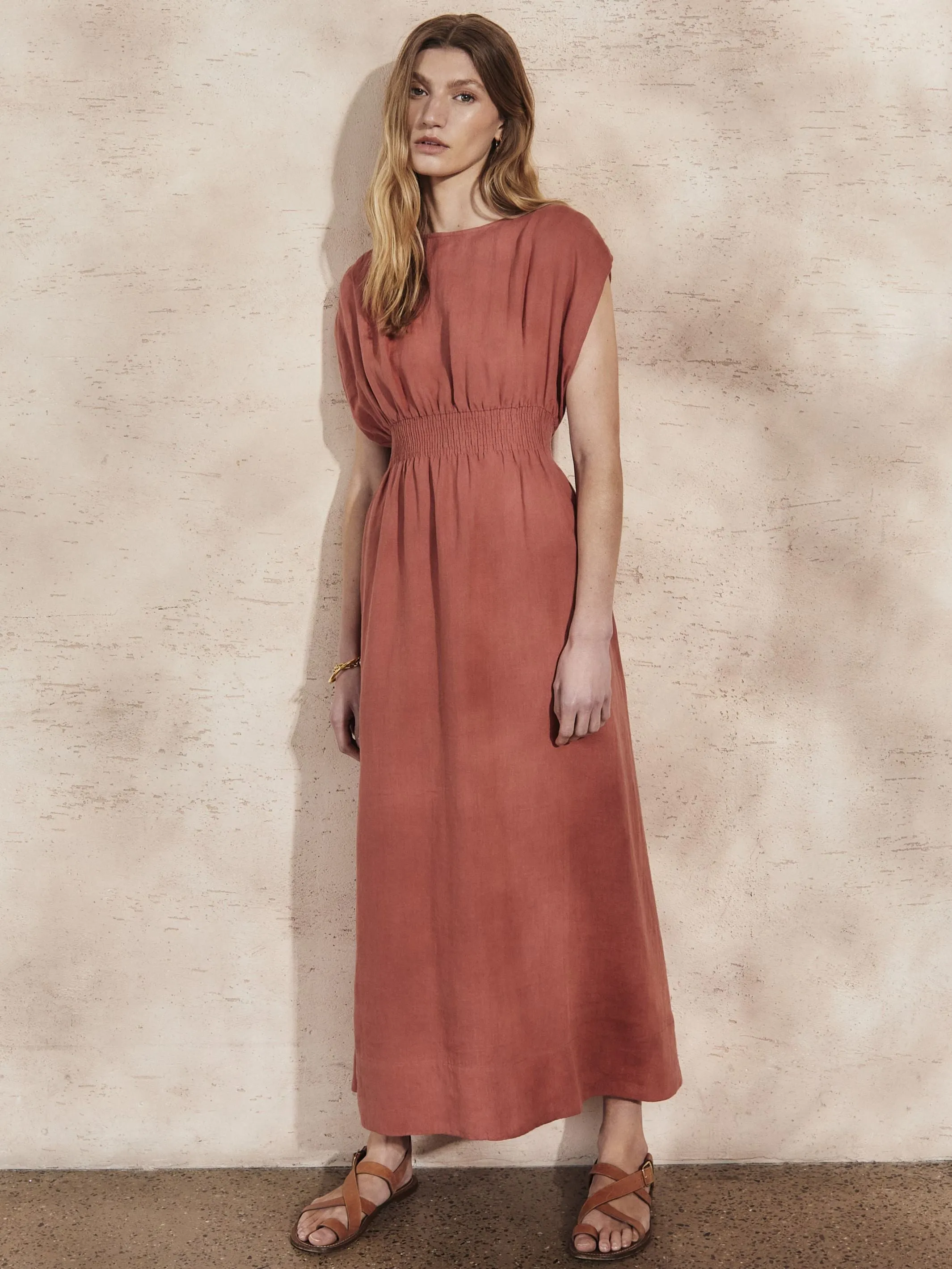SOFIA - Brick Linen Dress sold by Mondo Corsini product image thumbnail 3
