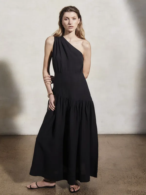 MARIAM - Caviar Linen Dress sold by Mondo Corsini