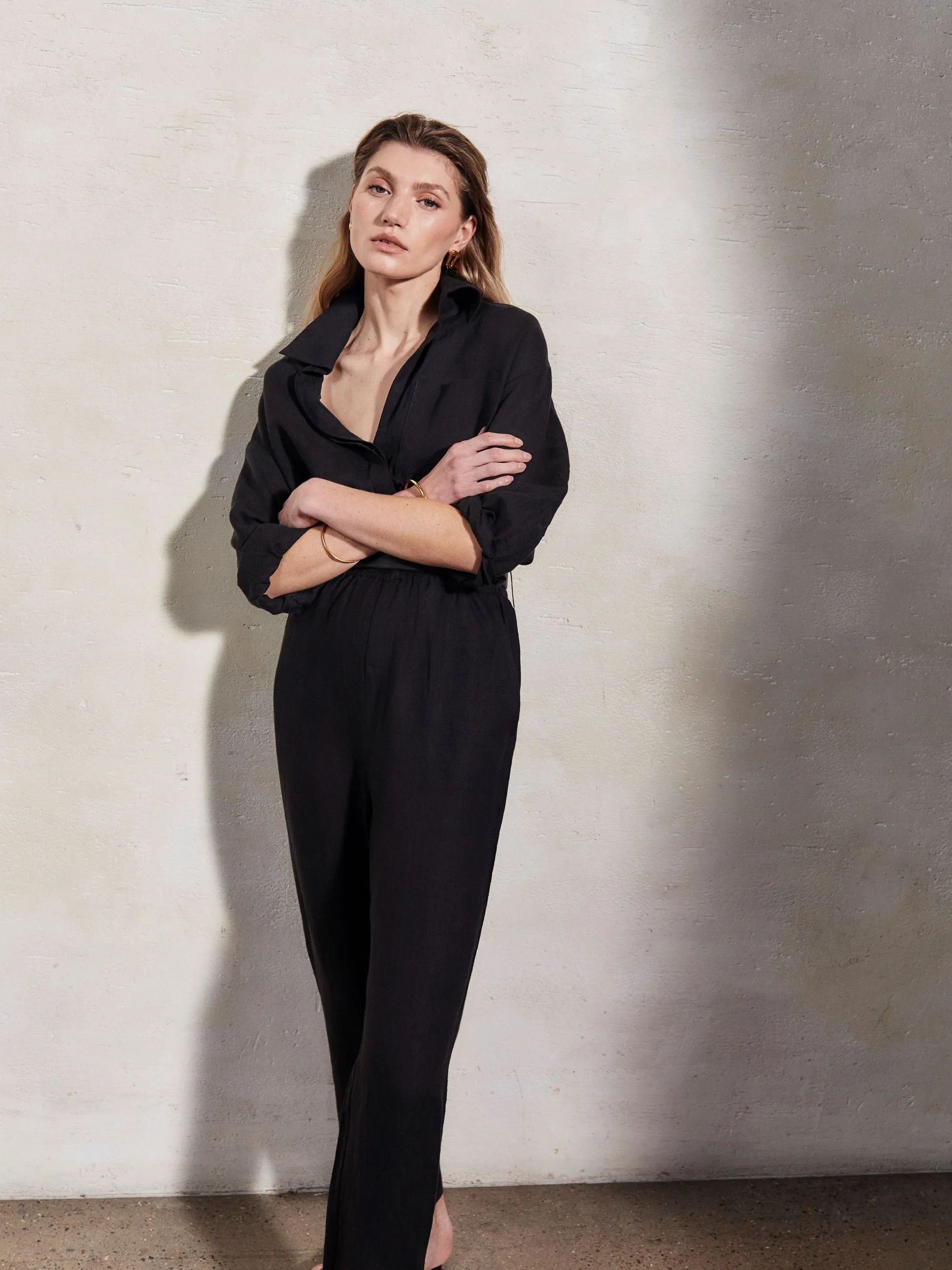 HEPBURN - Caviar Linen Boiler Suit sold by Mondo Corsini product image thumbnail 4