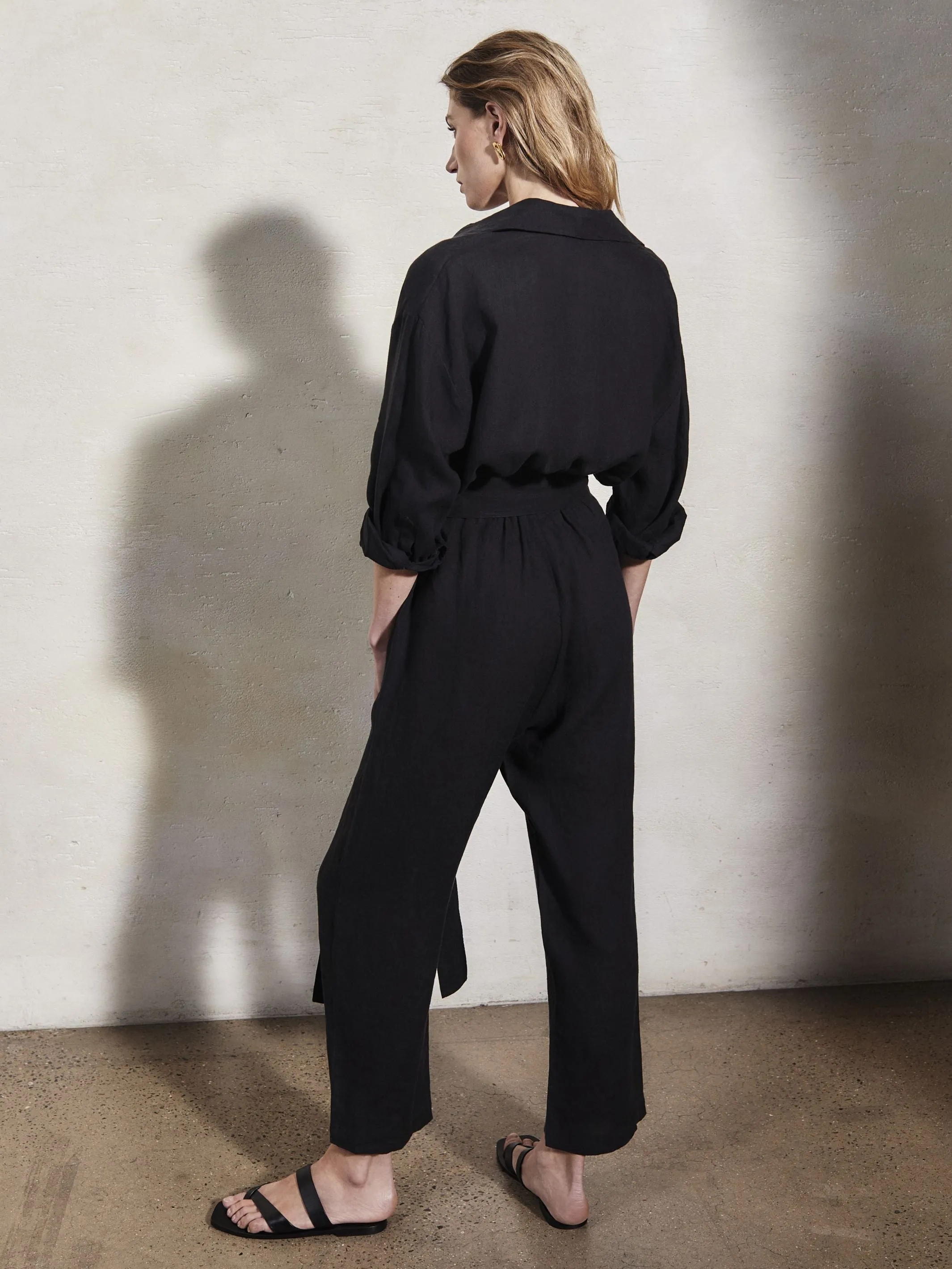 HEPBURN - Caviar Linen Boiler Suit sold by Mondo Corsini product image thumbnail 5