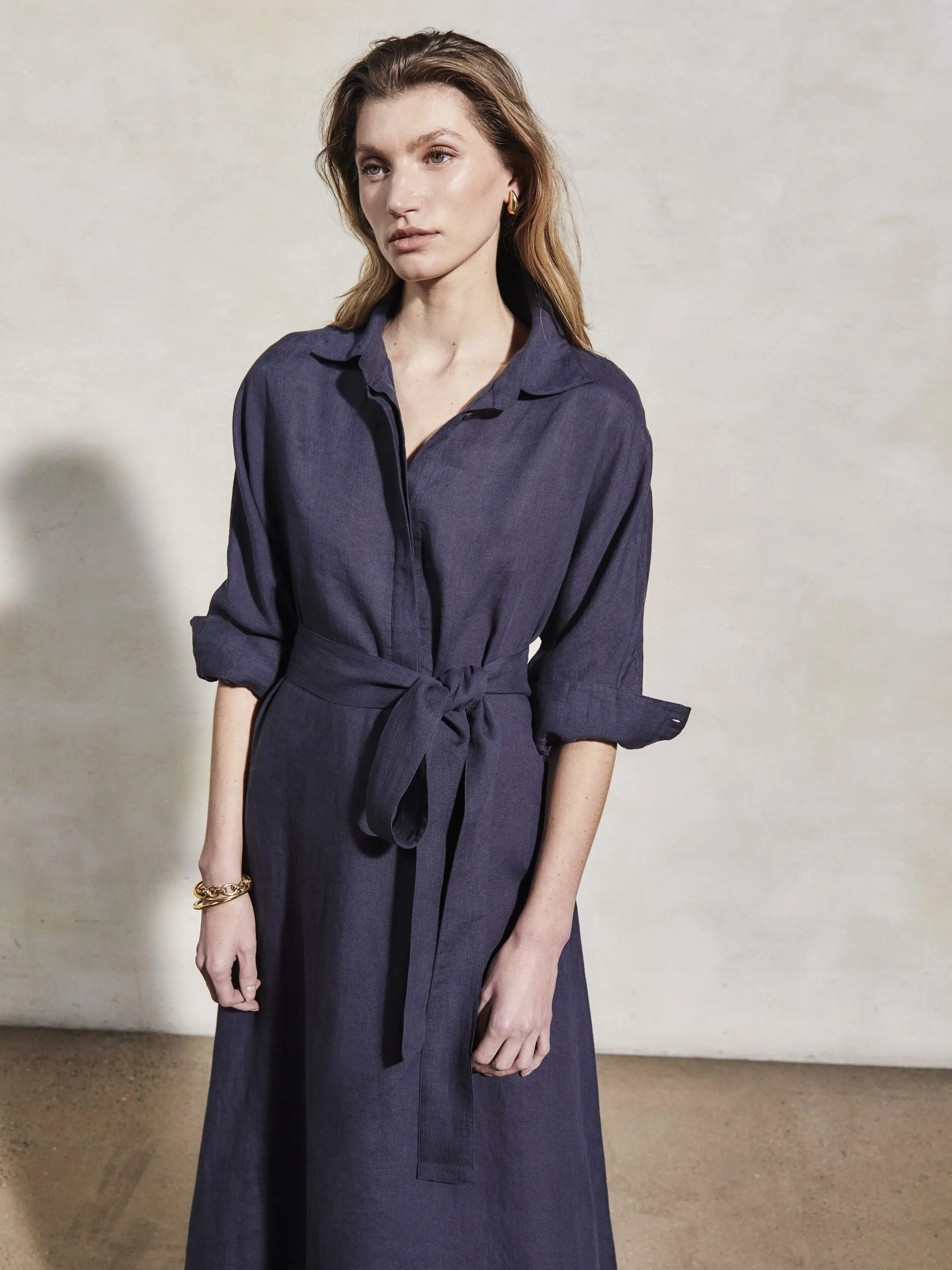 KARA - Midnight Linen Dress sold by Mondo Corsini product image thumbnail 5