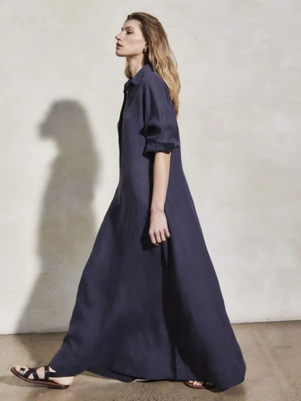 KARA - Midnight Linen Dress sold by Mondo Corsini