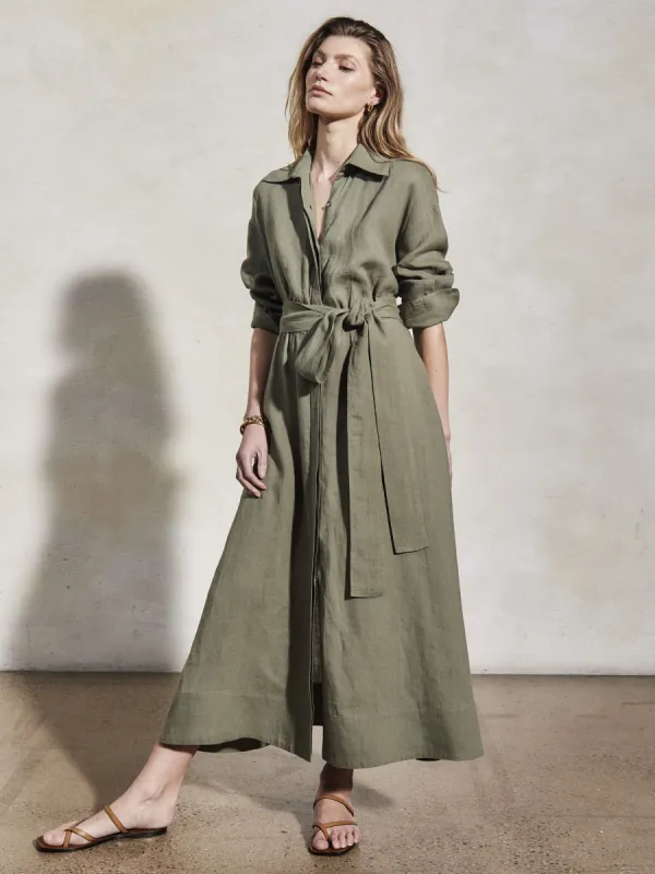 IRA - Moss Linen Dress sold by Mondo Corsini
