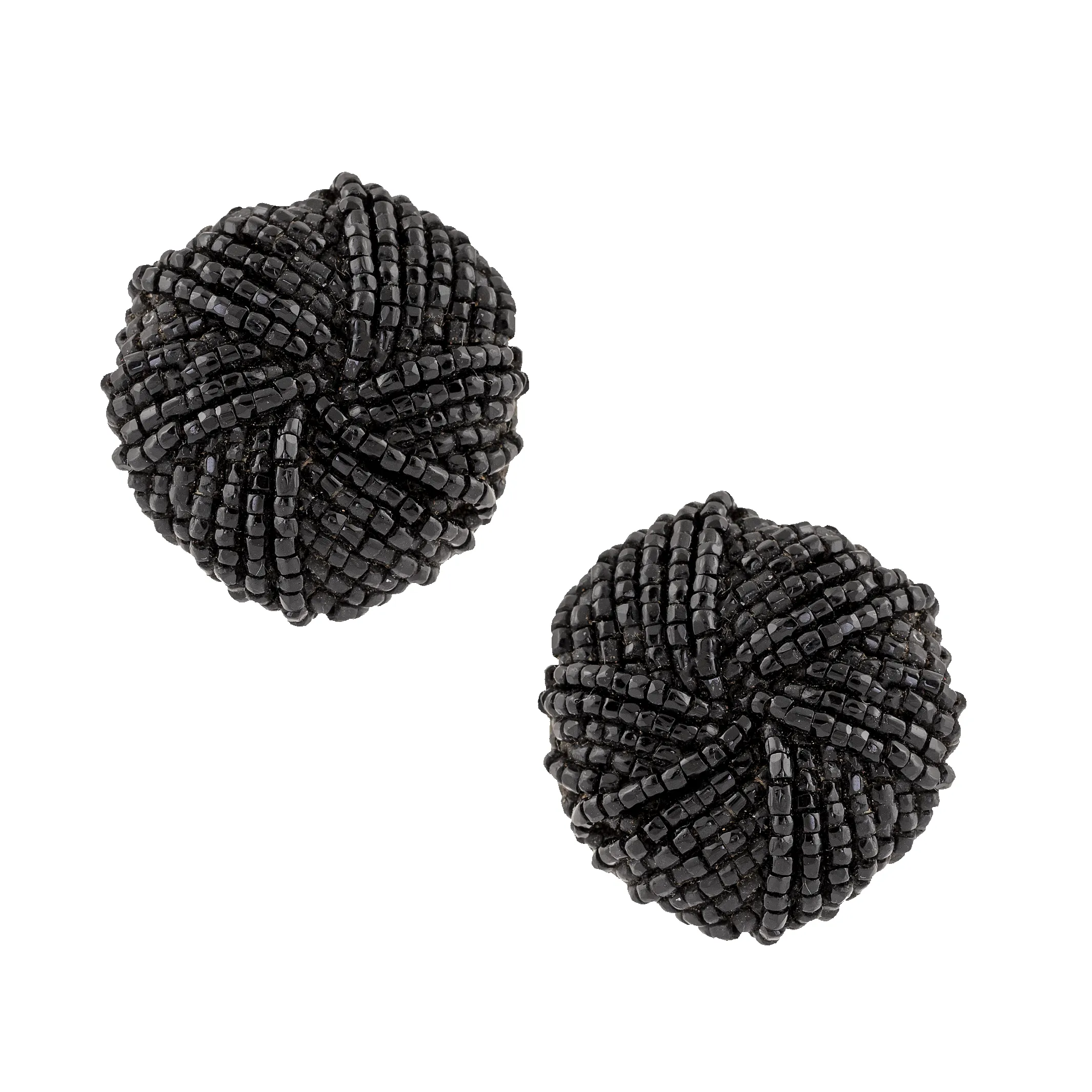 Vintage Black Beaded Dome Earrings sold by Mondo Corsini