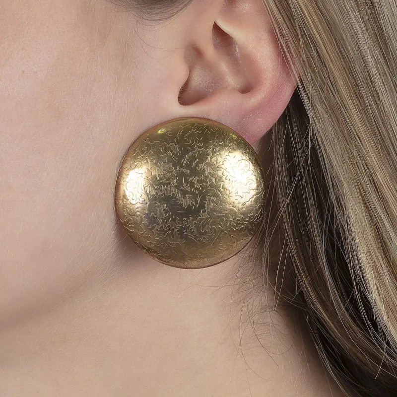 Vintage Oversized Gold Disc Earrings sold by Mondo Corsini