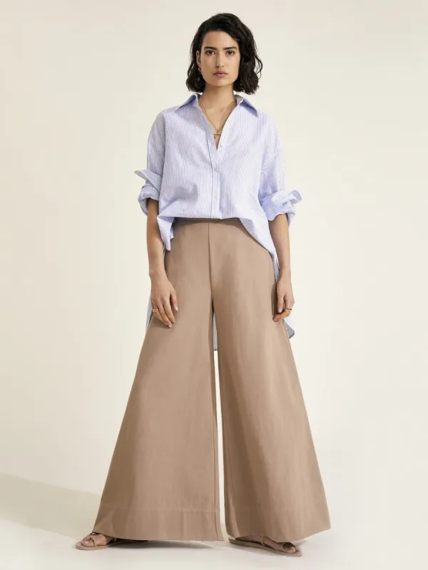 DELIA - Blue and White Stripe Linen Weave Shirt sold by Mondo Corsini