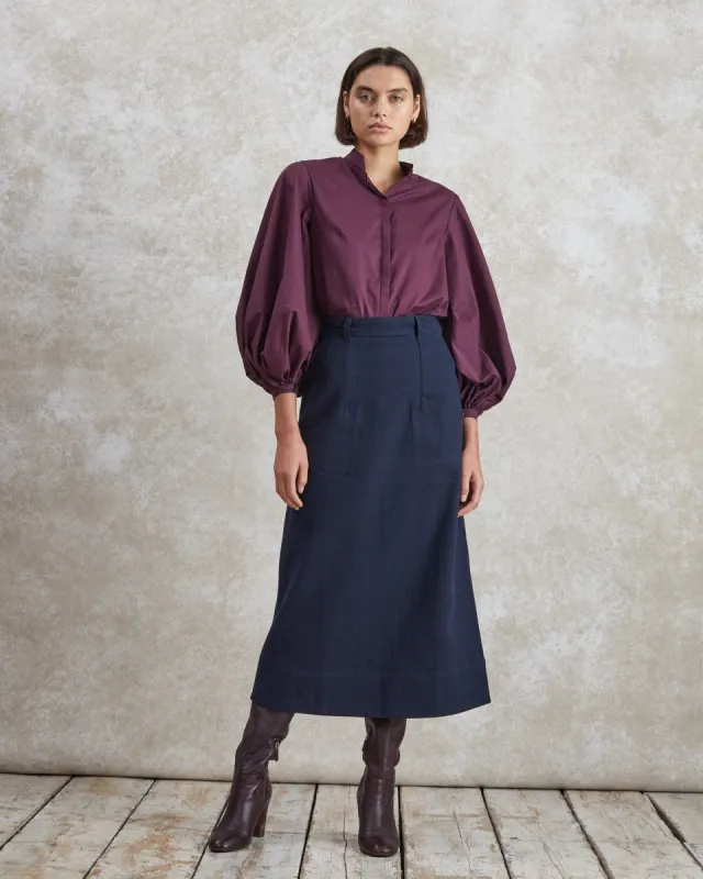 Maia - Bordeaux Poplin Blouse sold by Mondo Corsini