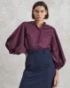 Maia - Bordeaux Poplin Blouse sold by Mondo Corsini