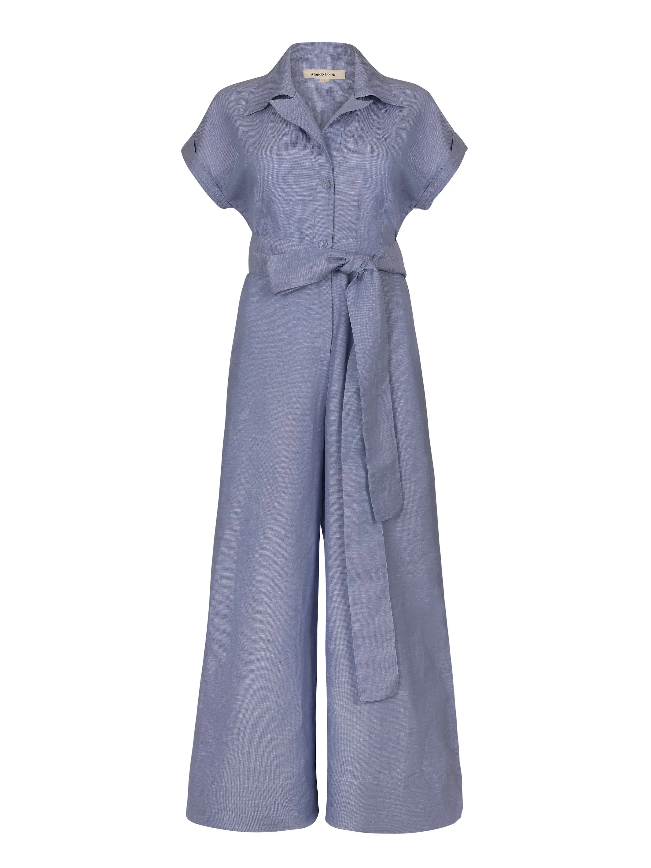 TERESA - Blue Linen Chambray Jumpsuit sold by Mondo Corsini product image thumbnail 5