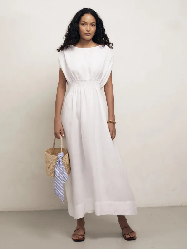 SOFIA - White Linen Dress sold by Mondo Corsini