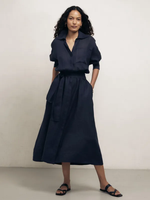 IRA - Midnight Linen Dress sold by Mondo Corsini