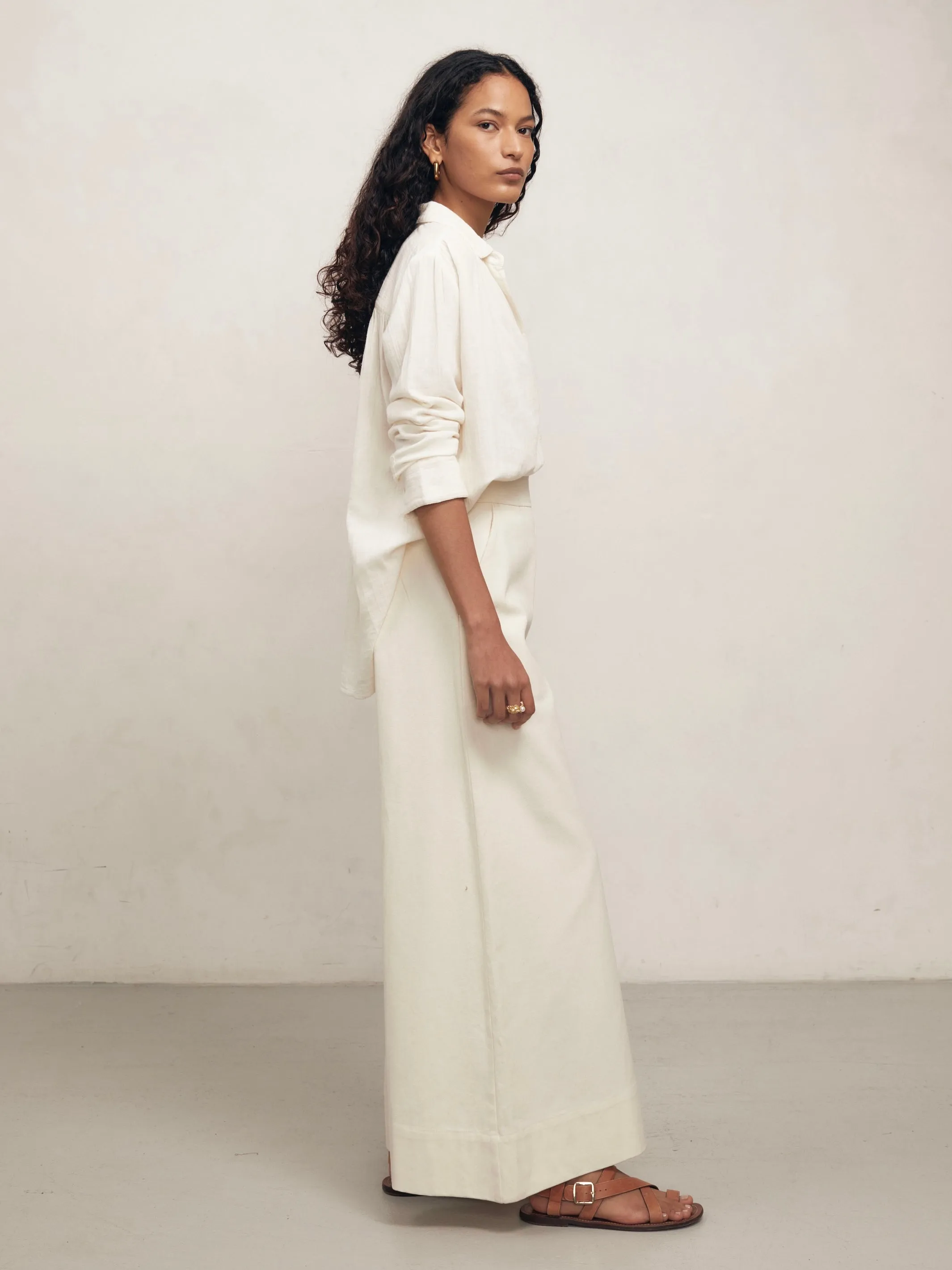 GRETA - Panna Drill Trousers sold by Mondo Corsini product image thumbnail 2