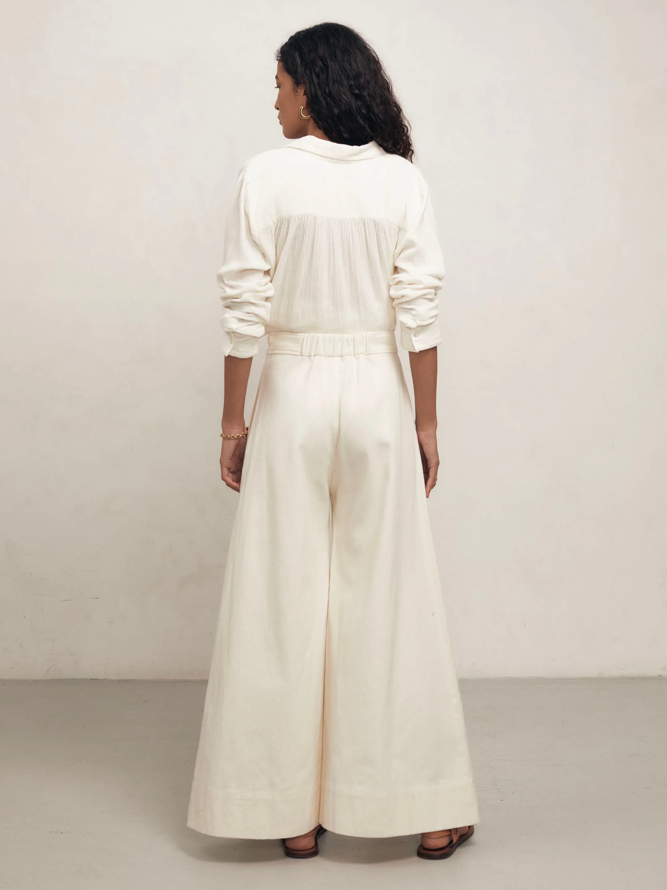 GRETA - Panna Drill Trousers sold by Mondo Corsini product image thumbnail 3