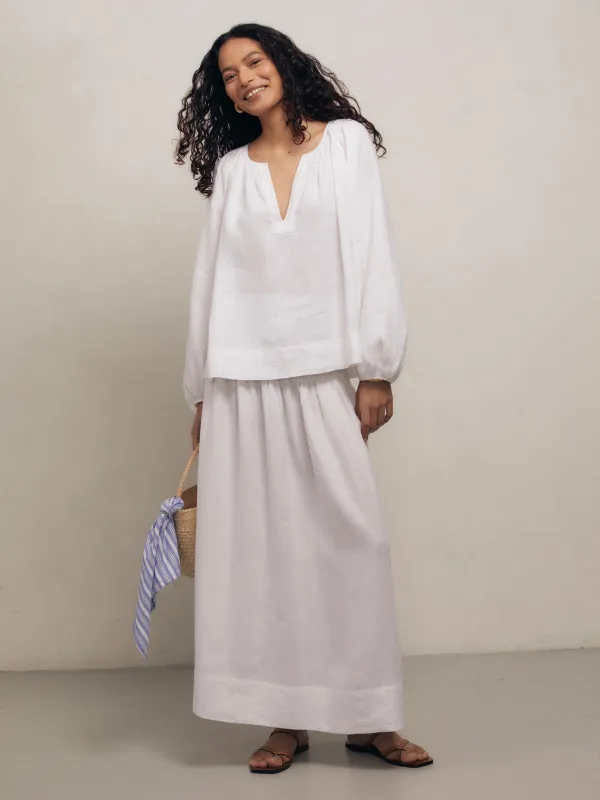 ELIZABETH - White Linen Blouse sold by Mondo Corsini