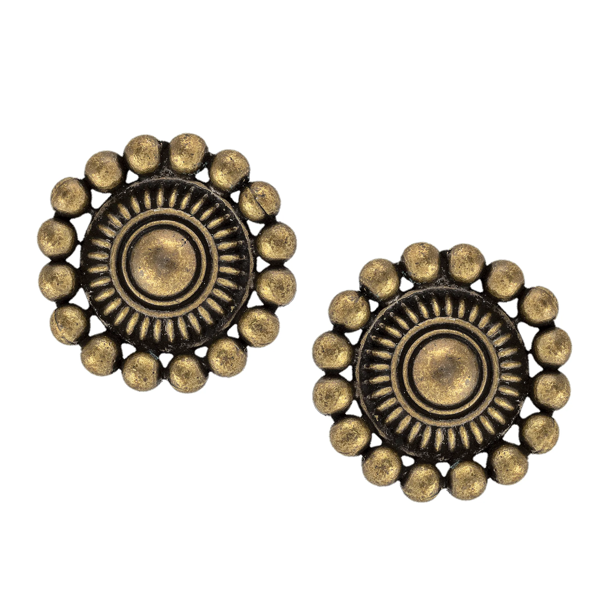Vintage Antique Brass Circle Bead Earrings sold by Mondo Corsini