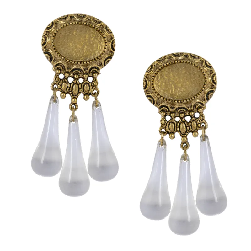 Vintage Gold and Resin Drop Earrings sold by Mondo Corsini