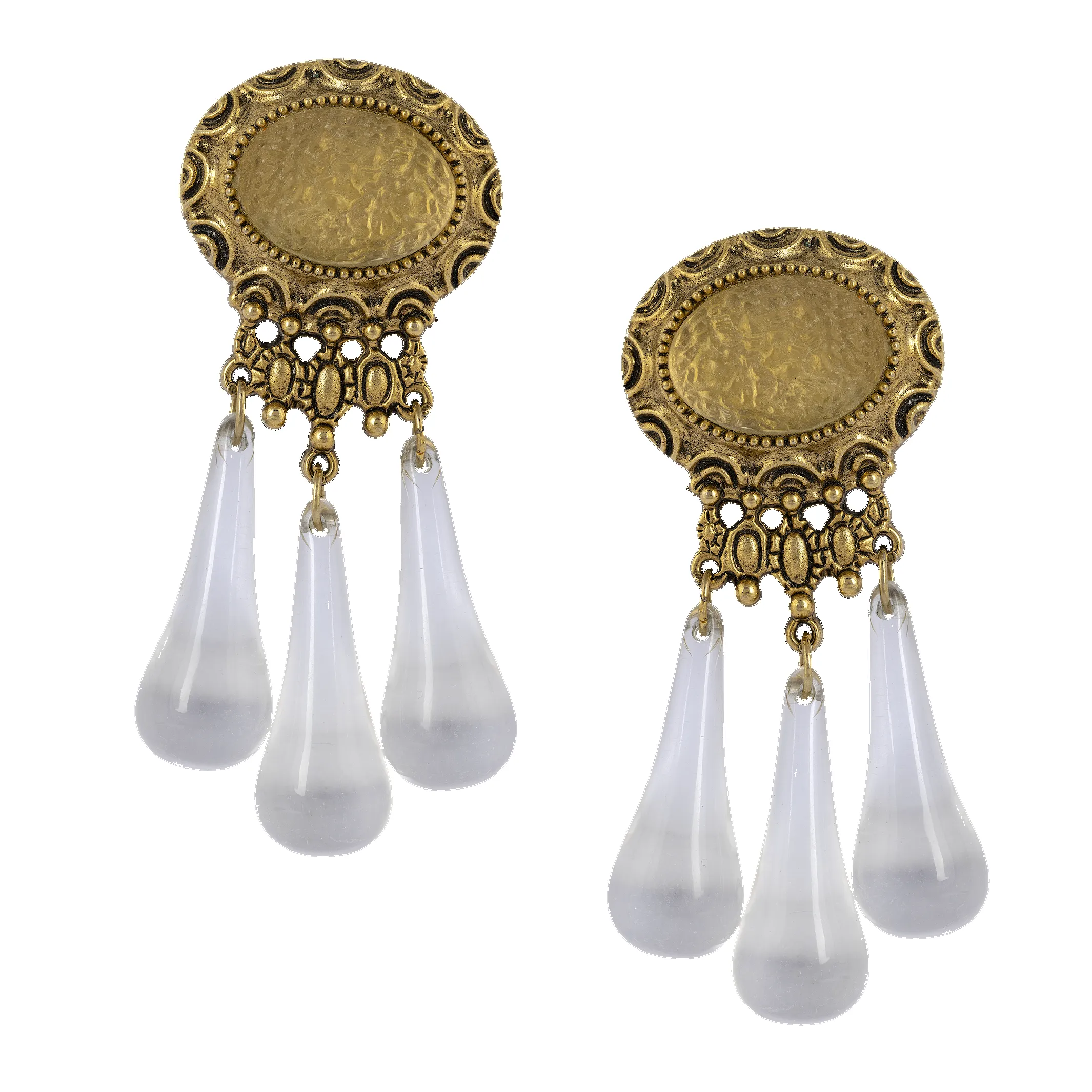 Vintage Gold and Resin Drop Earrings sold by Mondo Corsini