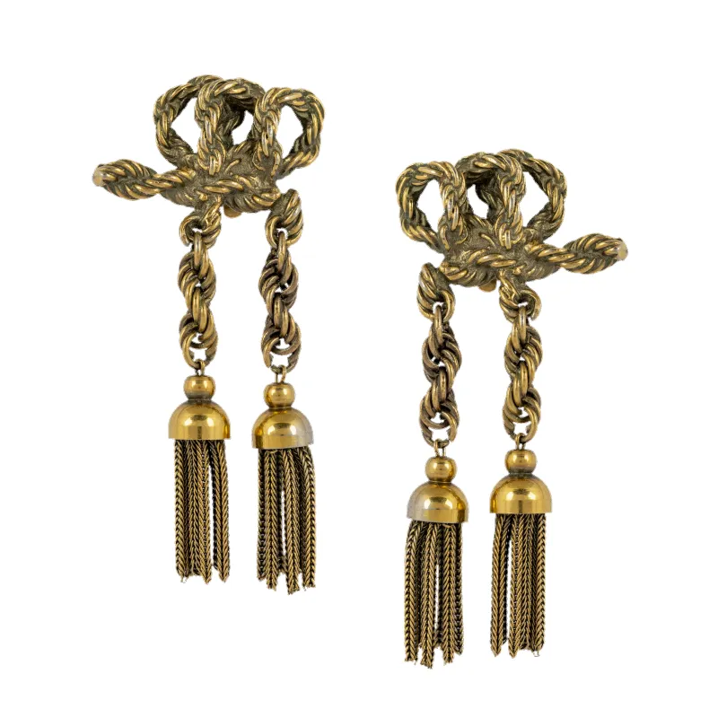 Vintage Karl Lagerfeld Rope Tassle Earrings sold by Mondo Corsini