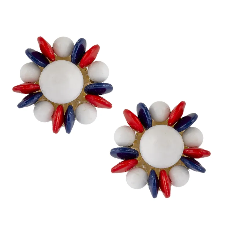 Vintage Red, White & Blue Bead Earrings sold by Mondo Corsini