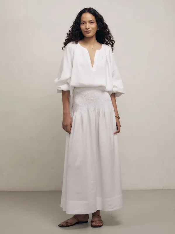 SULA - White Linen Skirt sold by Mondo Corsini