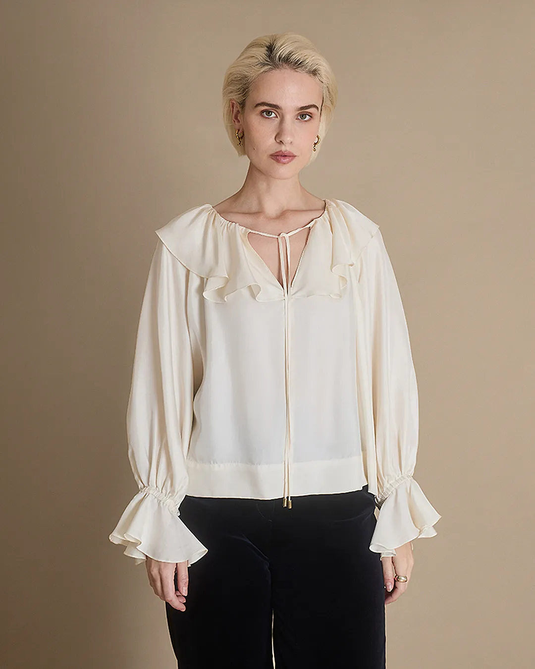 Florence - Panna Silk Twill Blouse sold by Mondo Corsini product image thumbnail 2