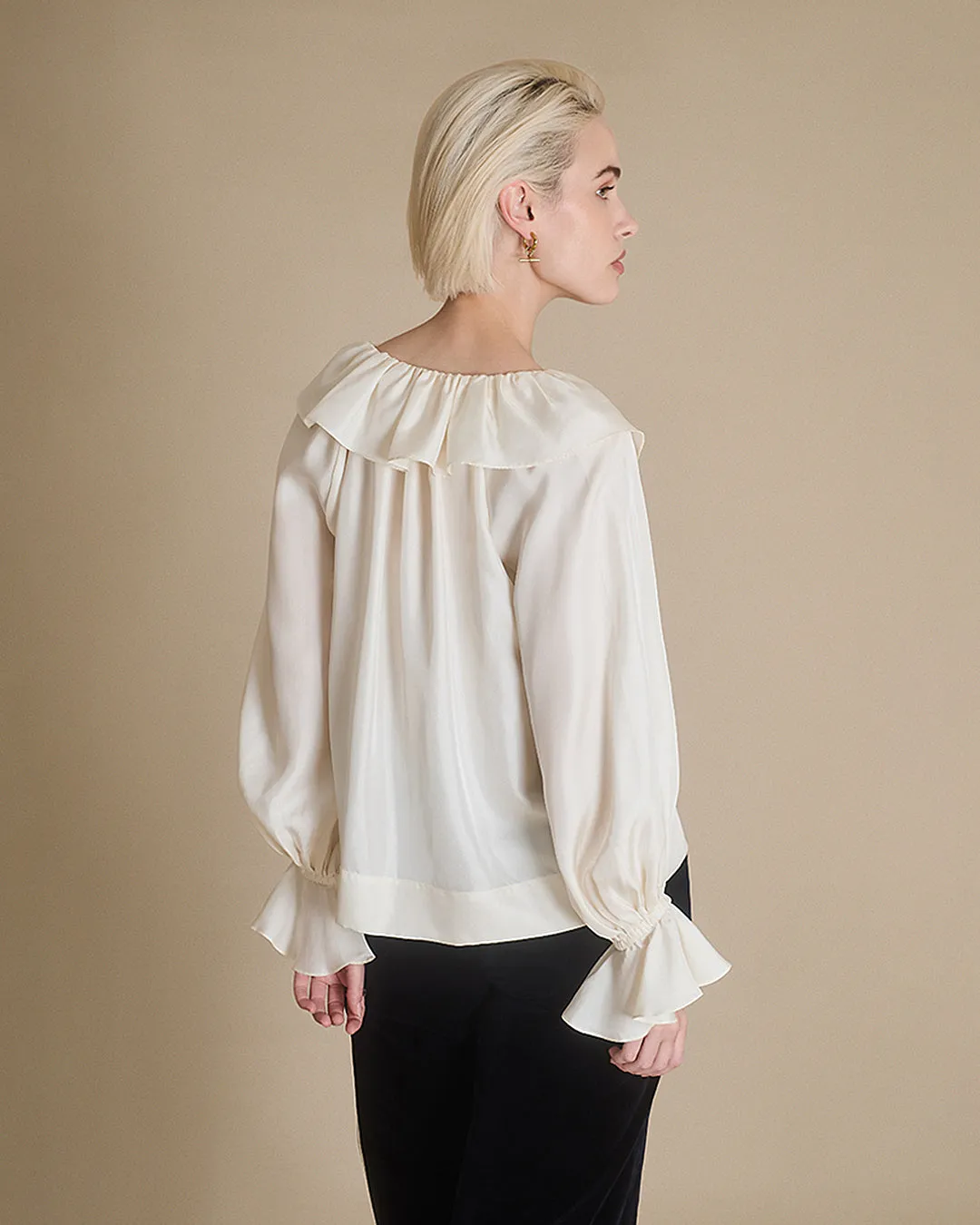 Florence - Panna Silk Twill Blouse sold by Mondo Corsini product image thumbnail 4